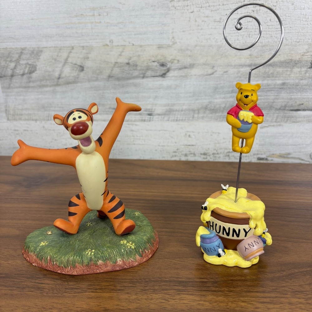 Disney Pooh and Friends Tigger Porcelain Figuring and Winnie the Pooh Photo 1990